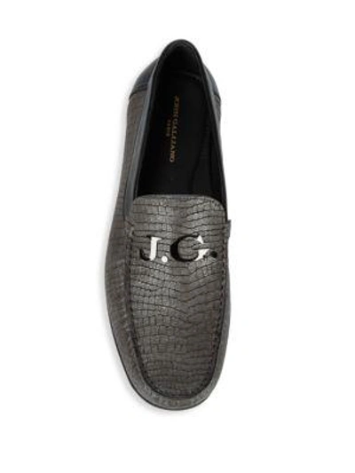 Shop John Galliano Embossed Leather Driver Shoe In Grey