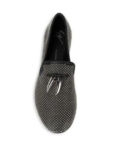 Shop Giuseppe Zanotti Metallic Leather Loafers In Black