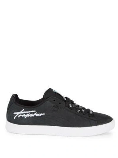 Shop Puma Trapstar Leather Sneakers In Black