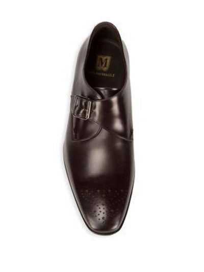 Shop Bruno Magli Leather Brogue Monk-strap Dress Shoes In Black