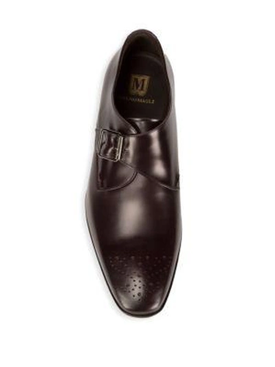 Shop Bruno Magli Leather Brogue Monk-strap Dress Shoes In Bordeaux