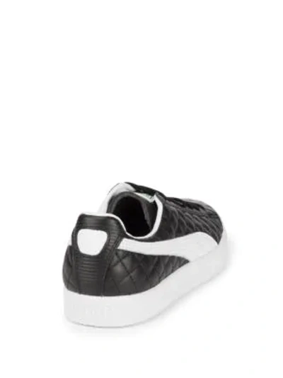Shop Puma Clyde Dressed Leather Sneakers In Black