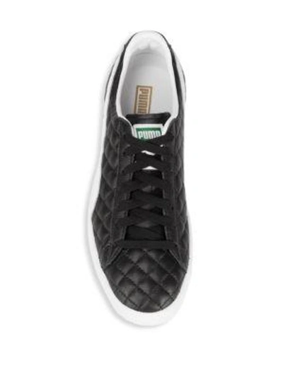 Shop Puma Clyde Dressed Leather Sneakers In Black