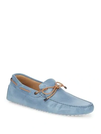 Shop Tod's Slip-on Leather Drivers In Blue