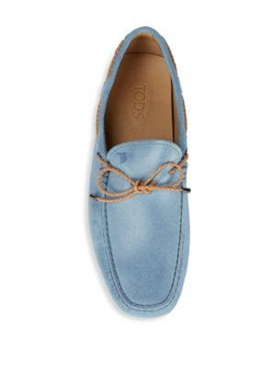 Shop Tod's Slip-on Leather Drivers In Blue