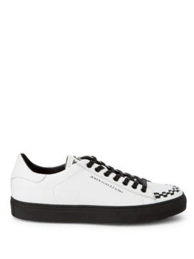 Shop John Galliano Braided Leather Sneakers In White