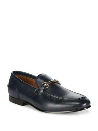 Shop Saks Fifth Avenue Firenze Leather Loafers In Navy