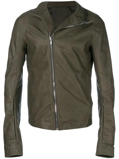 Shop Rick Owens Mollino Leather Biker Jacket - Grey