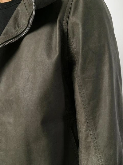 Shop Rick Owens Mollino Leather Biker Jacket - Grey
