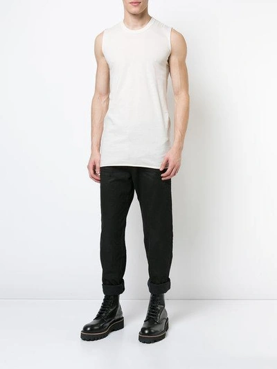 Shop Rick Owens Round Neck Tank Top - Neutrals