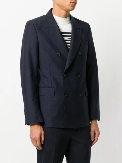 Shop Alexander Mcqueen Double Breasted Blazer In Blue