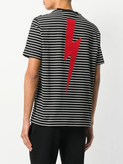 Shop Neil Barrett Lightning Print Striped T-shirt - Black
