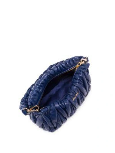 Shop Miu Miu Smocked Leather Shoulder Bag In Cammeo