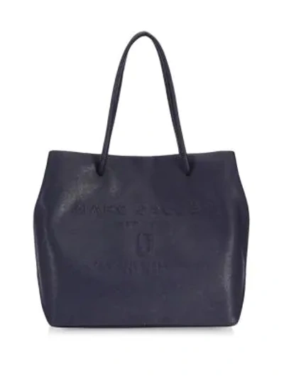 Shop Marc Jacobs Logo Shopper East-west Tote In Midnight Blue