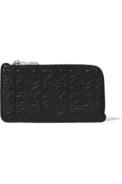 Shop Loewe Embossed Leather Cardholder In Black