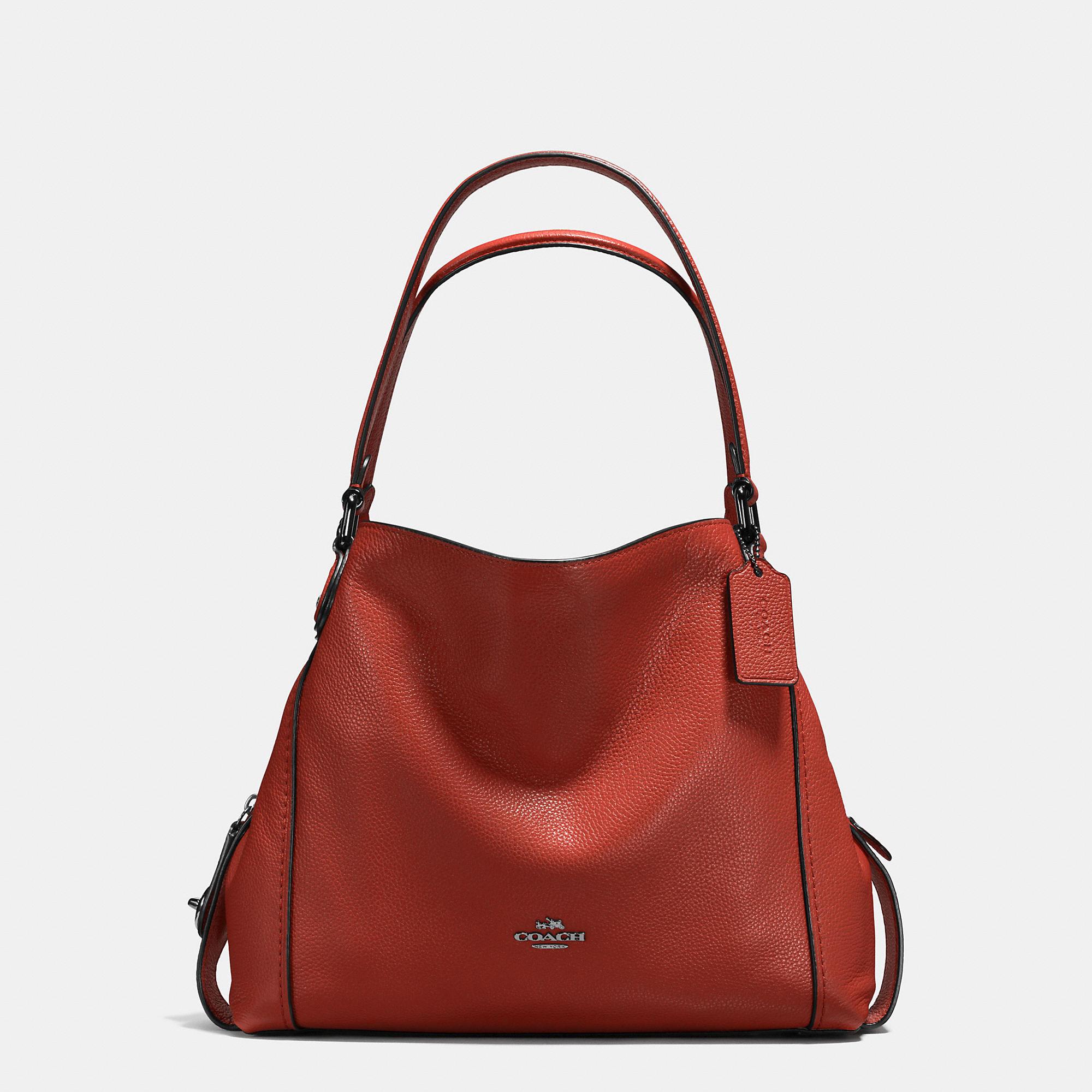 coach edie 31 polished pebble leather shoulder bag