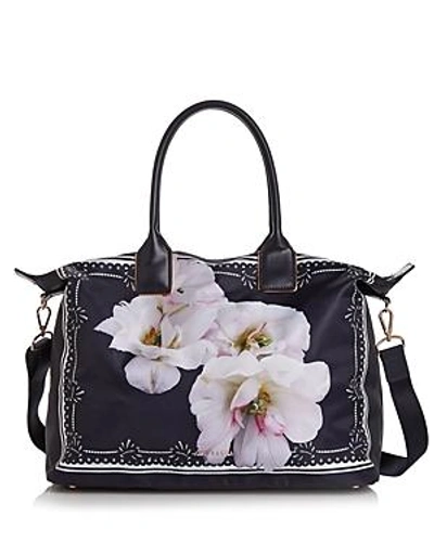 Shop Ted Baker Kalmiaa Gardenia Large Tote In Navy Multi/rose Gold