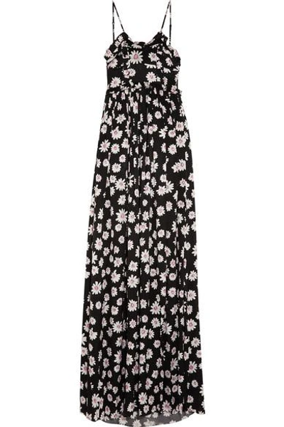 Shop Balenciaga Floral-print Silk-jacquard Maxi Dress In Black