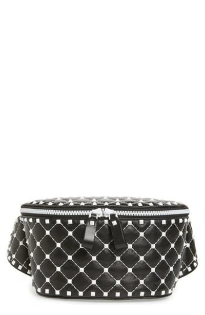 Shop Valentino Rockstud Matelasse Leather Belt Bag - Black