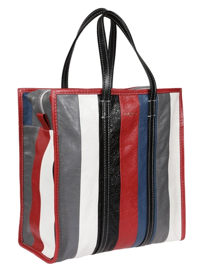 Shop Balenciaga Striped Shopper Bag