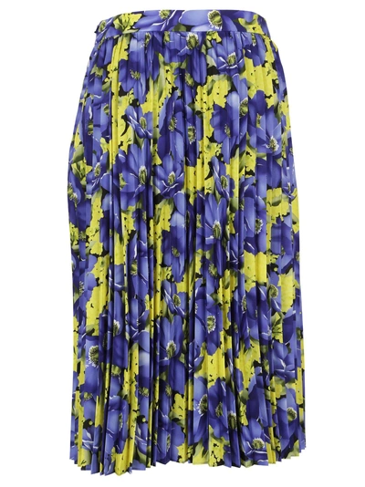 Shop Balenciaga Flower Print Plisse Skirt