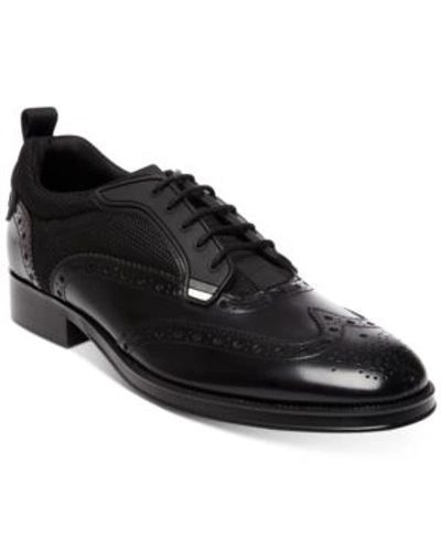 Shop Steve Madden Men's Porter Wingtip Oxfords Men's Shoes In Black Leather