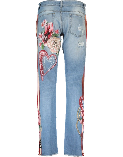 Shop Dolce & Gabbana Floral And Leopard Distressed Jean In Multi