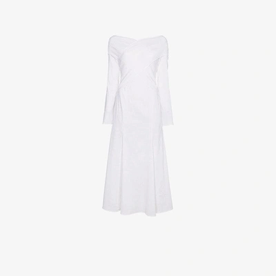 Shop Beaufille Prima Longsleeved Wrap Dress In White