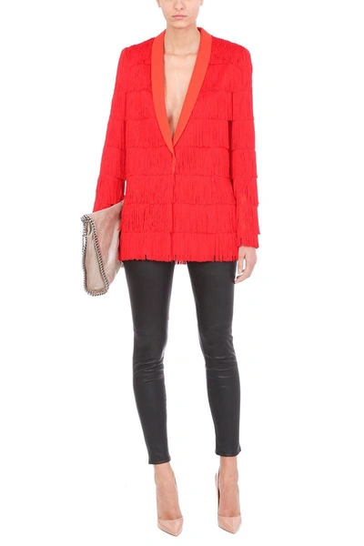 Shop Stella Mccartney Fringe-trimmed Tia Jacket In Red