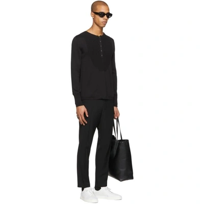 Shop Alexander Mcqueen Black Silk And Cotton Henley In 1000 Black