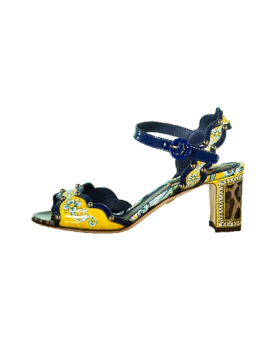 Shop Dolce & Gabbana Maiolica Print Patent Sandal