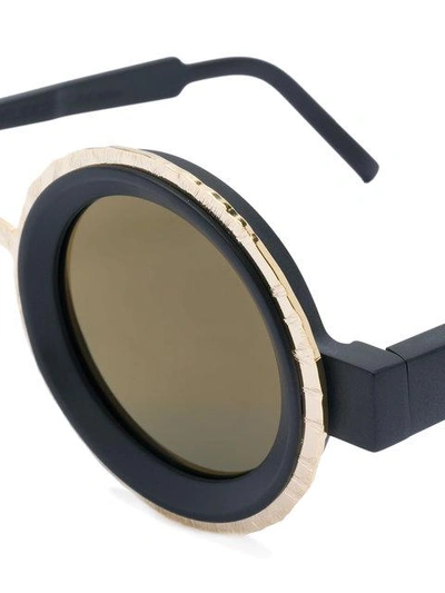 Shop Kuboraum Two Tone Round Sunglasses In Black