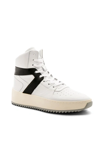Shop Fear Of God Leather Basketball Sneakers In White