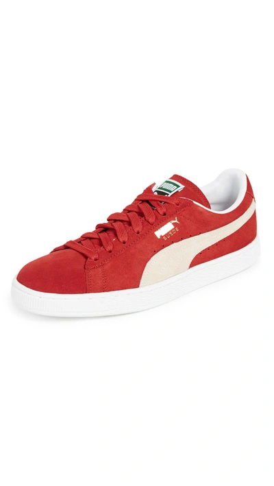 Shop Puma Suede Classic Plus Sneakers In High Risk Red/white