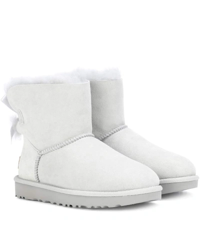 Shop Ugg Mini Bailey Bow Ii Suede Ankle Boots In Grey