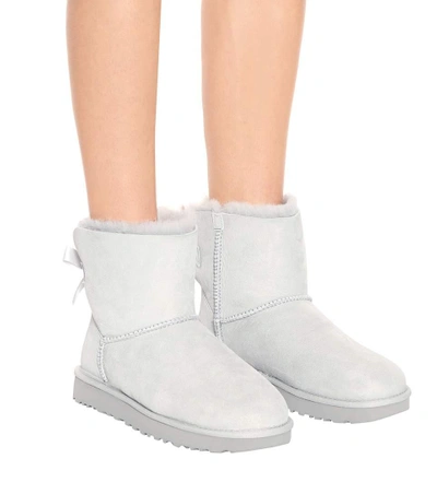 Shop Ugg Mini Bailey Bow Ii Suede Ankle Boots In Grey