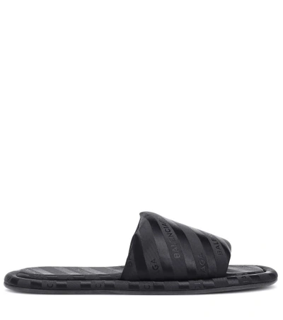 Shop Balenciaga Jacquard Slides In Black