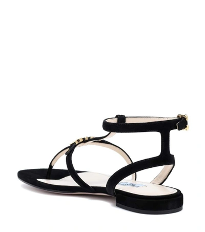 Shop Prada Suede Sandals In Black