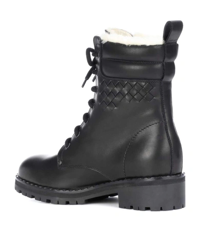 Shop Bottega Veneta Shearling-lined Leather Ankle Boots In Black