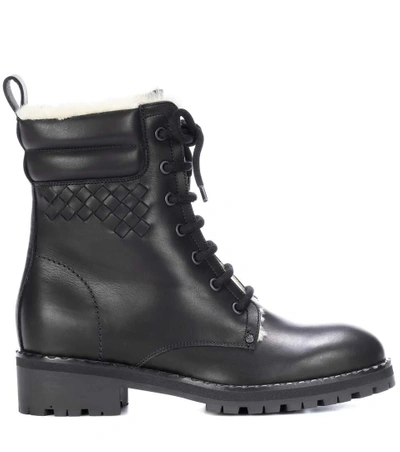 Shop Bottega Veneta Shearling-lined Leather Ankle Boots In Black