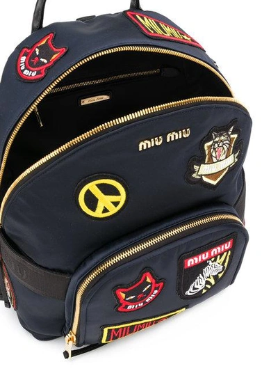 Shop Miu Miu Patch Embroidered Backpack