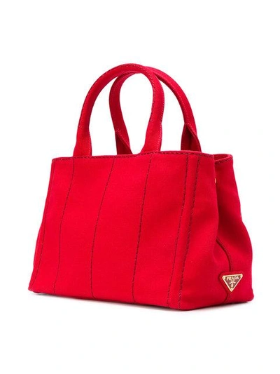 Shop Prada Structured Tote Bag In Red