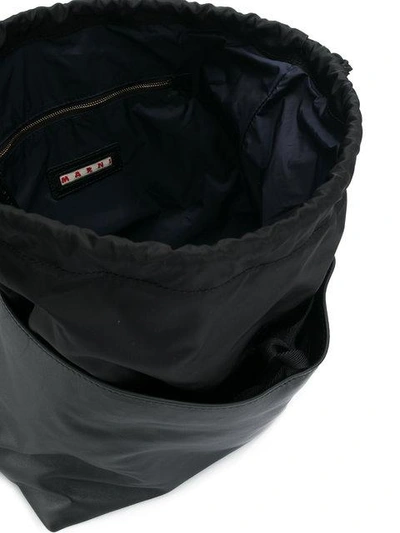 Shop Marni Leather Panel Drawstring Backpack