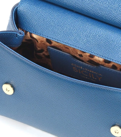 Shop Dolce & Gabbana Sicily Small Leather Shoulder Bag In Blue