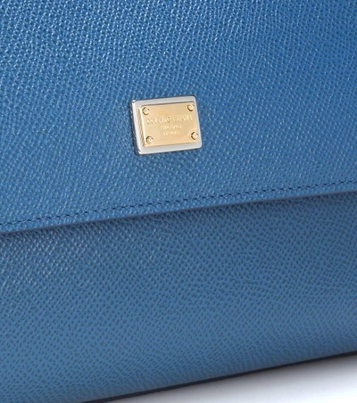 Shop Dolce & Gabbana Sicily Small Leather Shoulder Bag In Blue