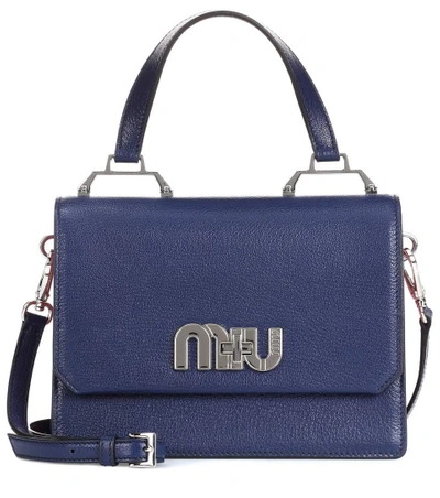Shop Miu Miu Leather Shoulder Bag In Blue