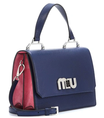 Shop Miu Miu Leather Shoulder Bag In Blue