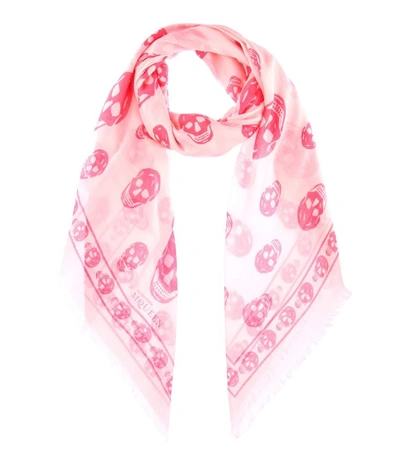 Shop Alexander Mcqueen Skull-printed Scarf In Pink