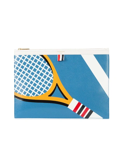 Shop Thom Browne Tennis Racket Print Pounch