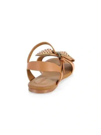 Shop See By Chloé Clara Bow Leather Flat Sandals In Tan